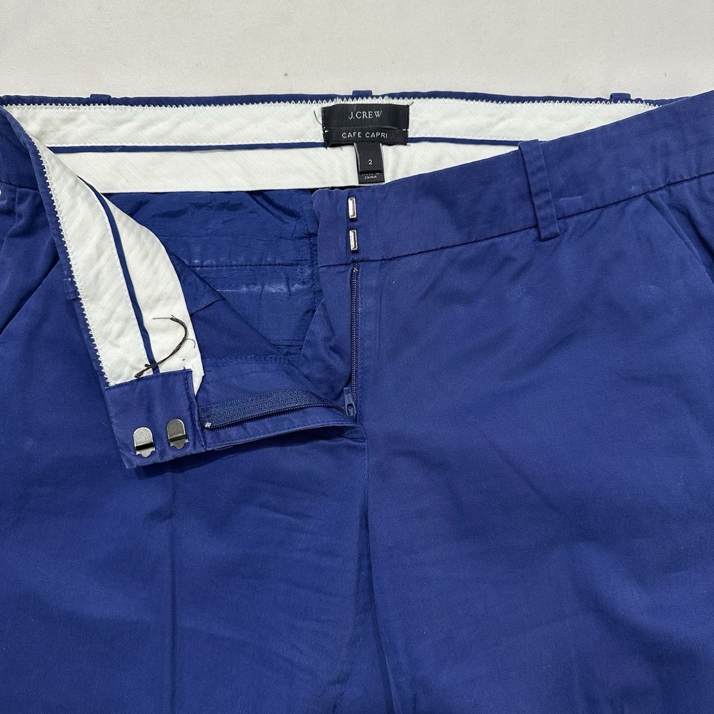 J.Crew Café Capri Pants Womens 2 Blue Stretch Cotton Cropped Slim Fit - Picture 4 of 9